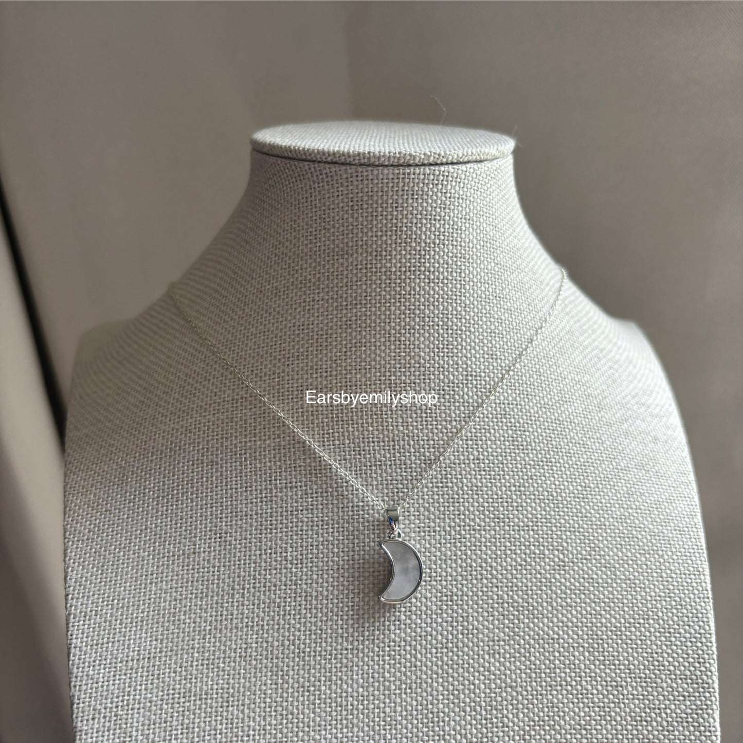 Mother of pearl moon silver necklace sterling silver chain