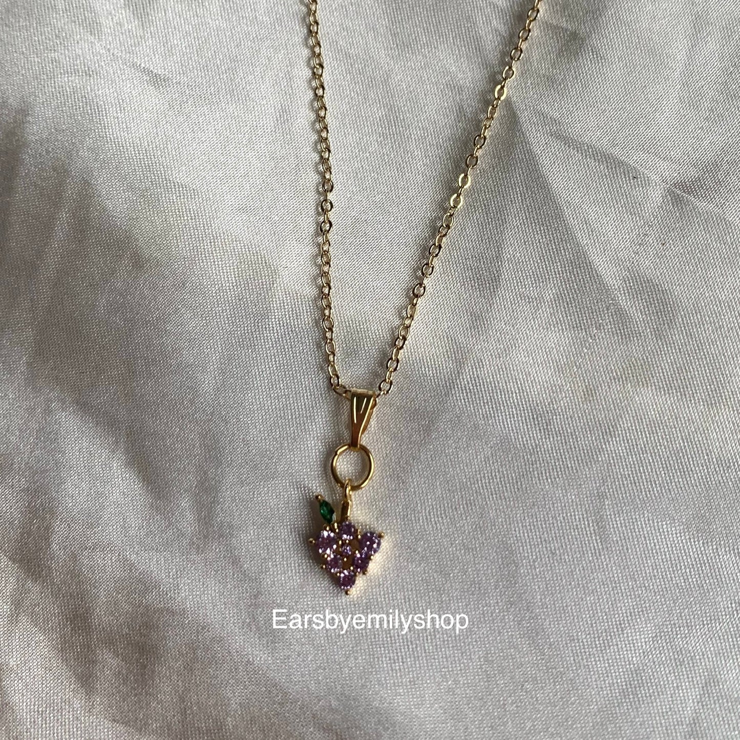 Gold plated fruit 16 inch Cherry or grape necklace
