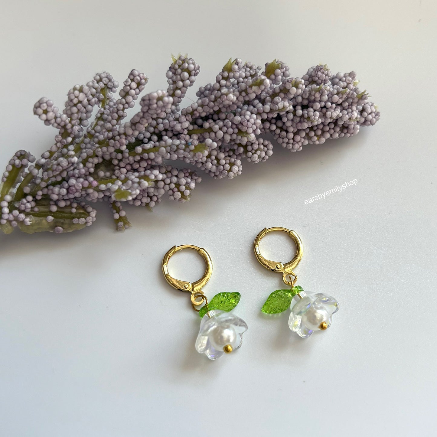 Cool colourful flower dangle gold plated huggie hoop earrings