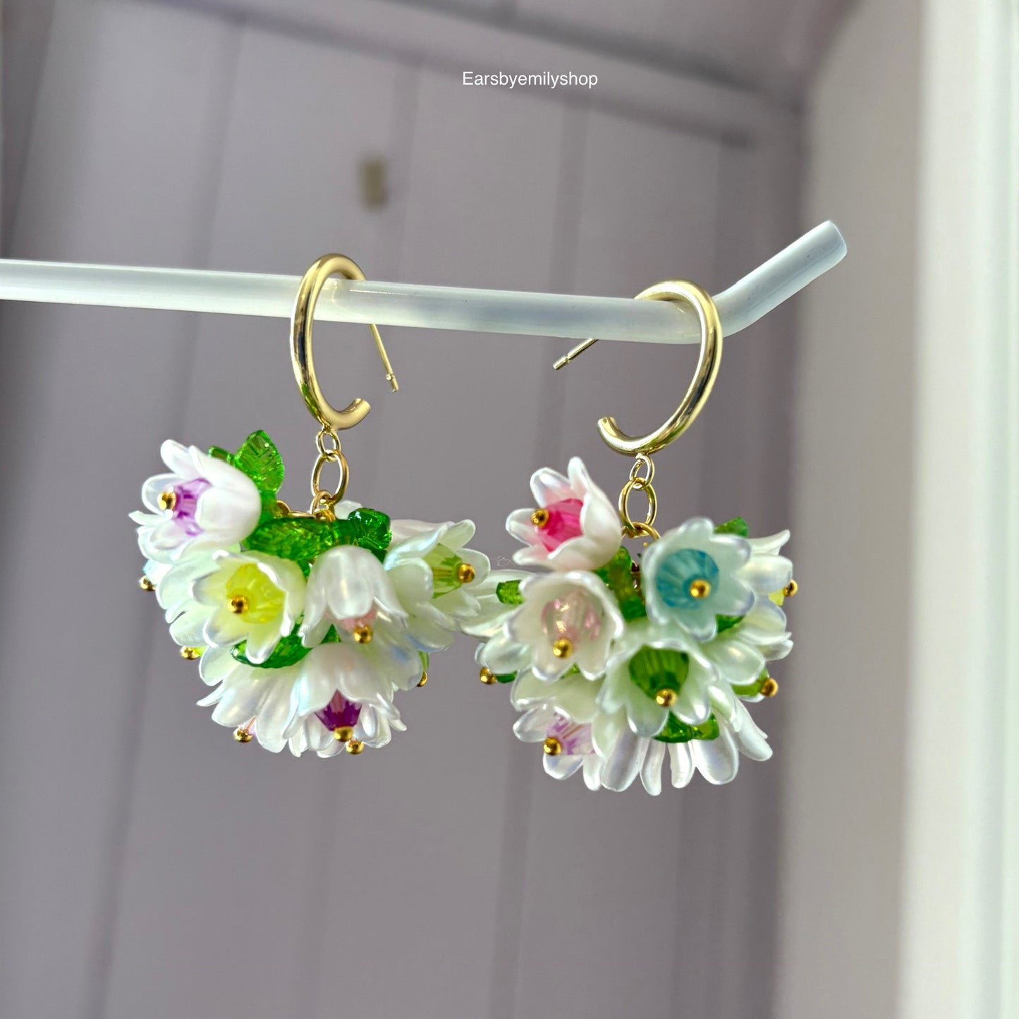 Cool gold plated large statement floral earrings