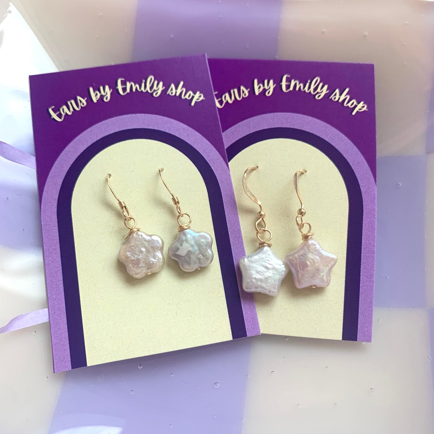 sterling silver or gold filled flower shaped fresh water pearl earrings