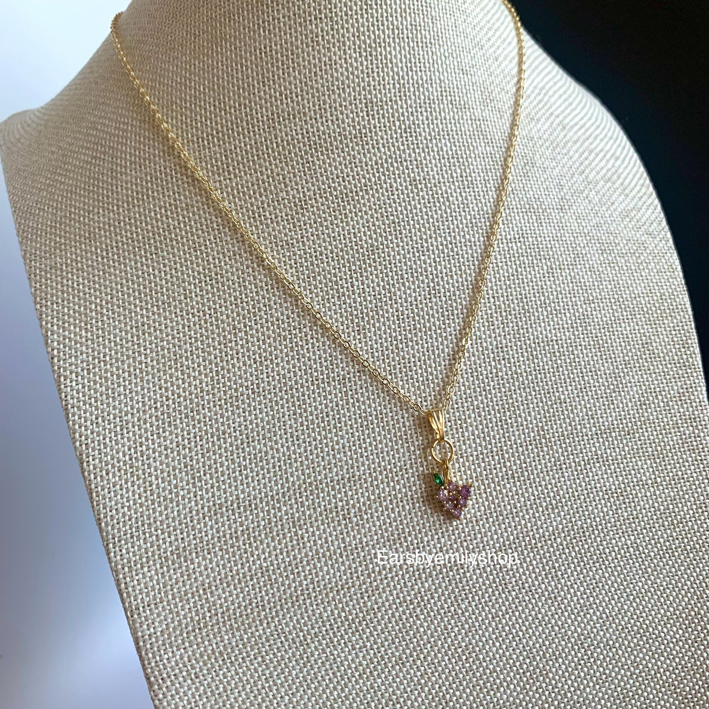 Gold plated fruit 16 inch Cherry or grape necklace