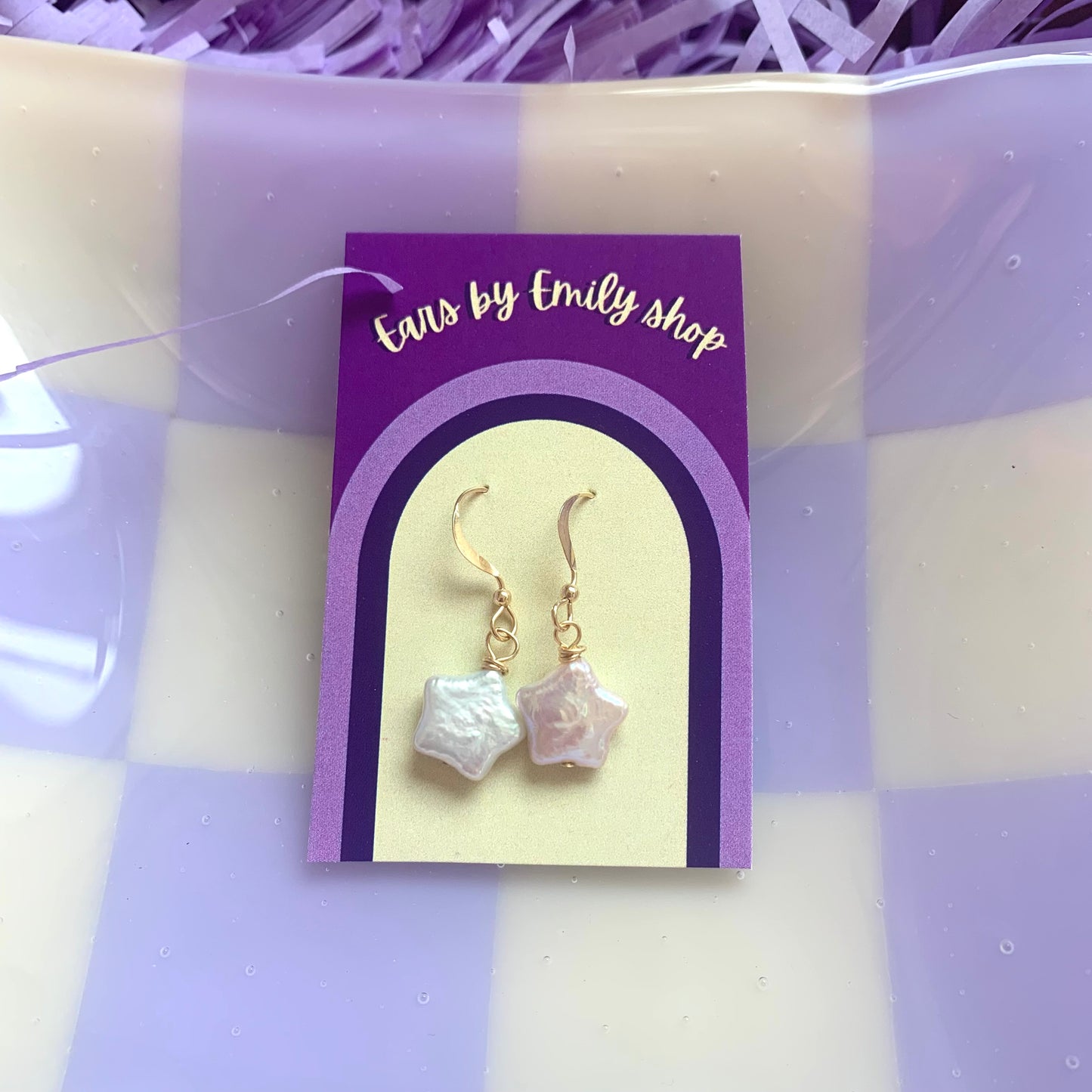 Sterling silver or gold filled star shaped fresh water pearl earrings