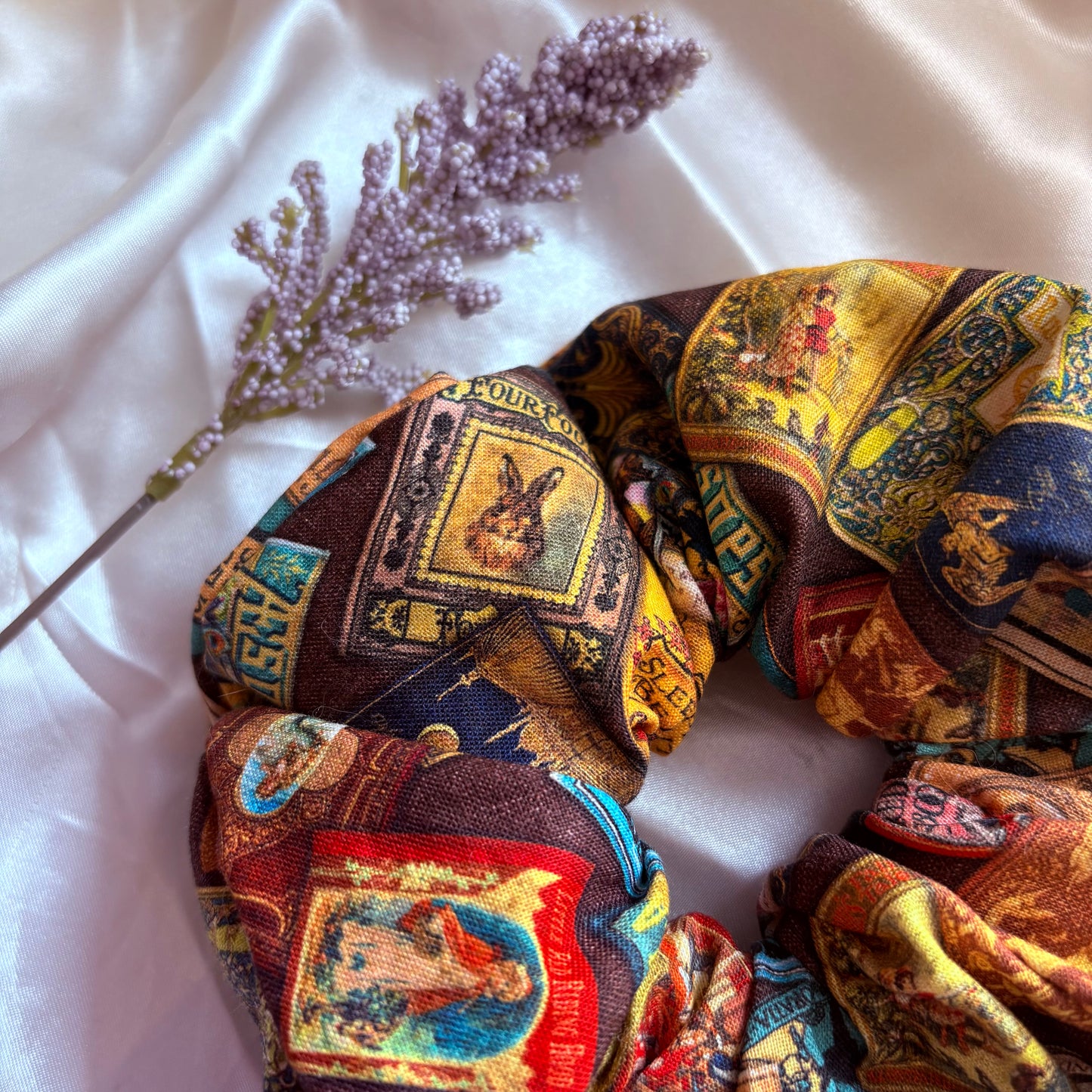 Big handmade vintage style book scrunchie