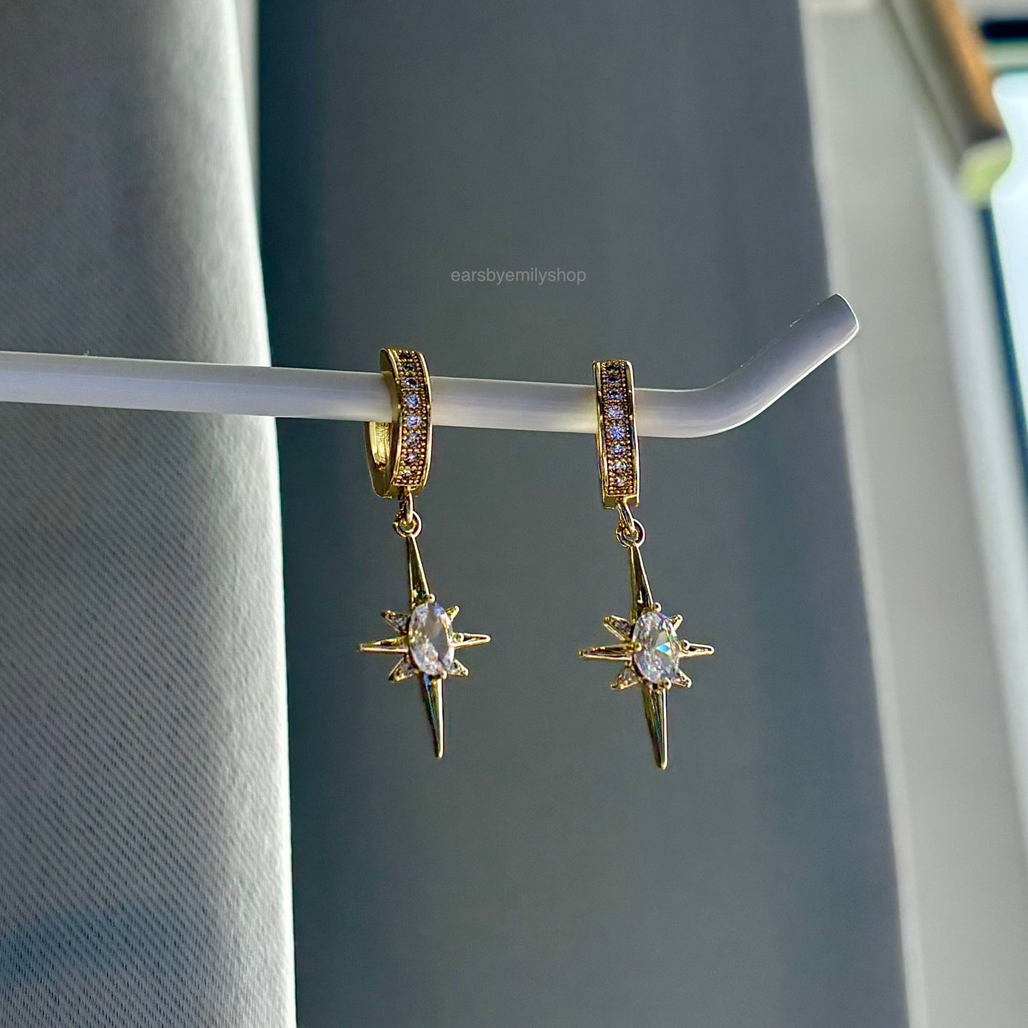 Gold plated North Star huggie hoops