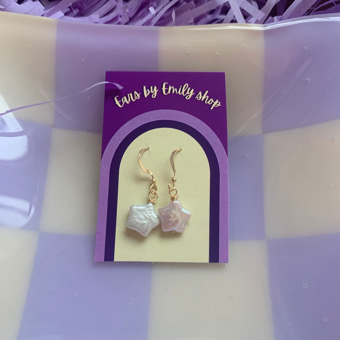 Sterling silver or gold filled star shaped fresh water pearl earrings