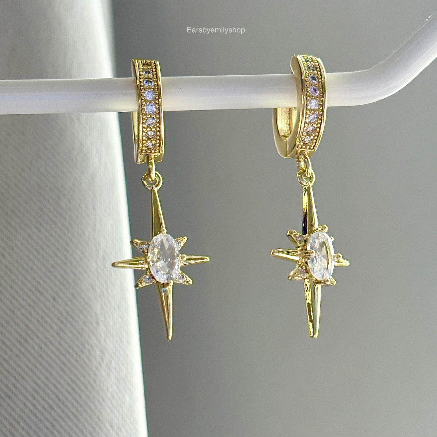 Gold plated North Star huggie hoops