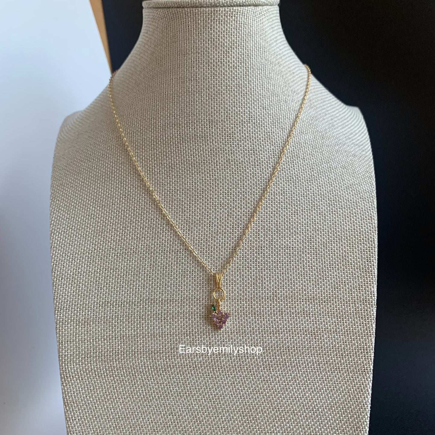 Gold plated fruit 16 inch Cherry or grape necklace