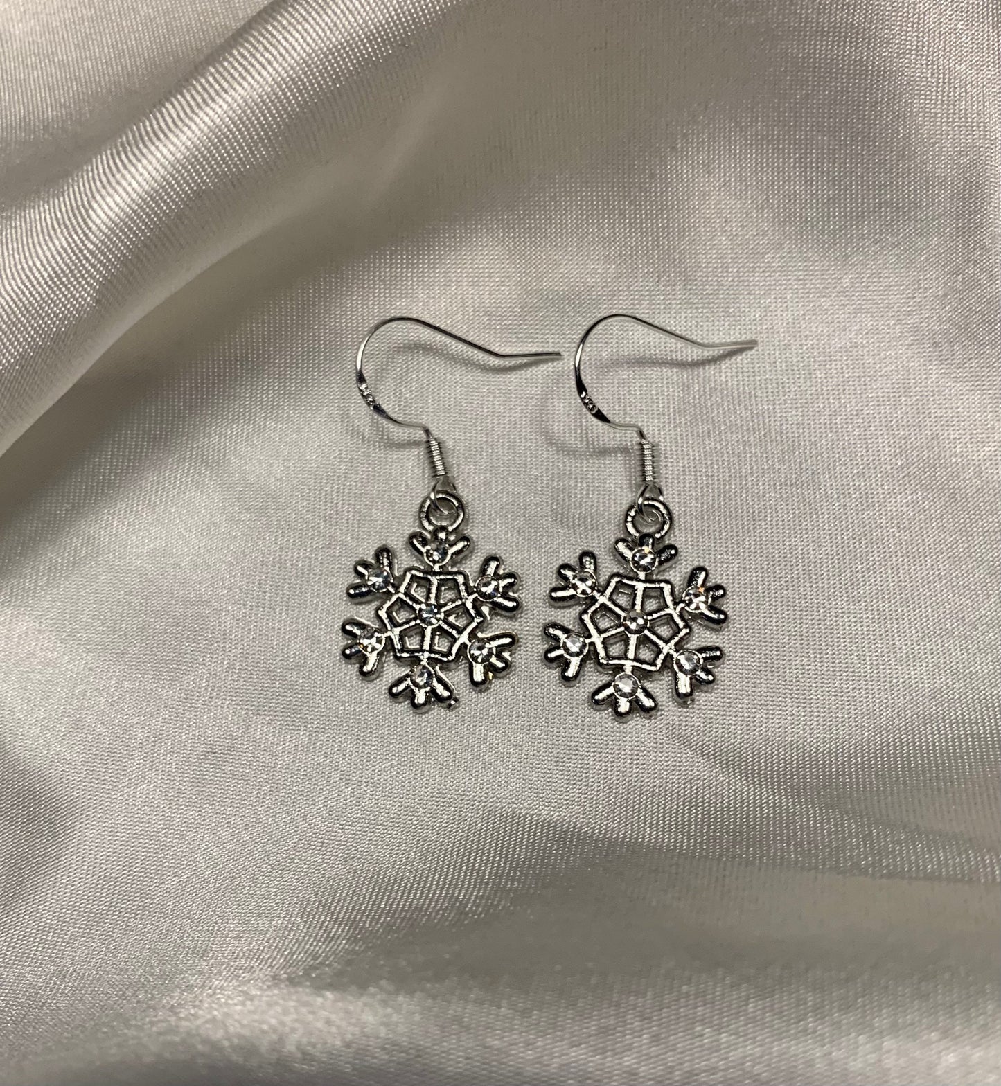 Silver snowflake Christmas earrings