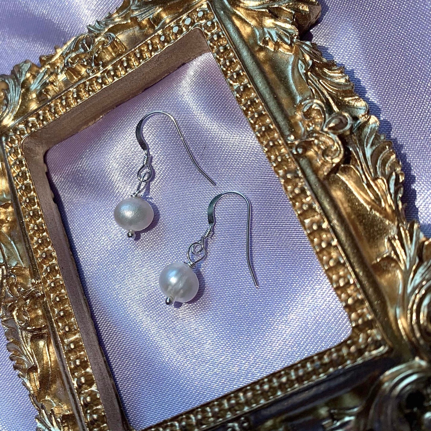 Minimalistic freshwater pearl dangle 14k gold filled or sterling silver earrings
