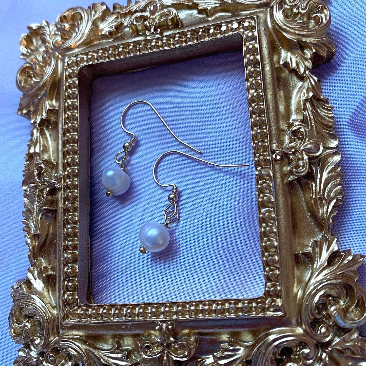 Minimalistic freshwater pearl dangle 14k gold filled or sterling silver earrings