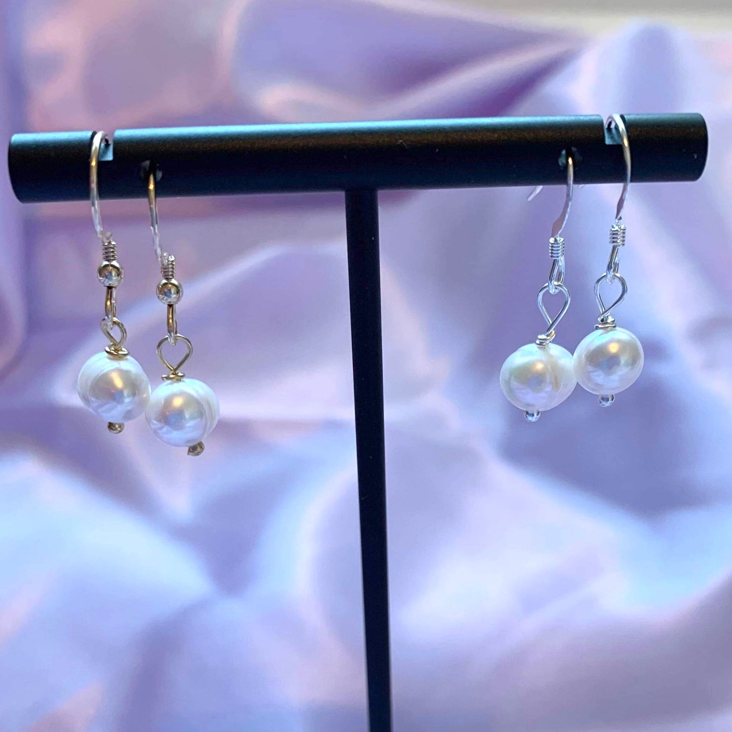 Minimalistic freshwater pearl dangle 14k gold filled or sterling silver earrings