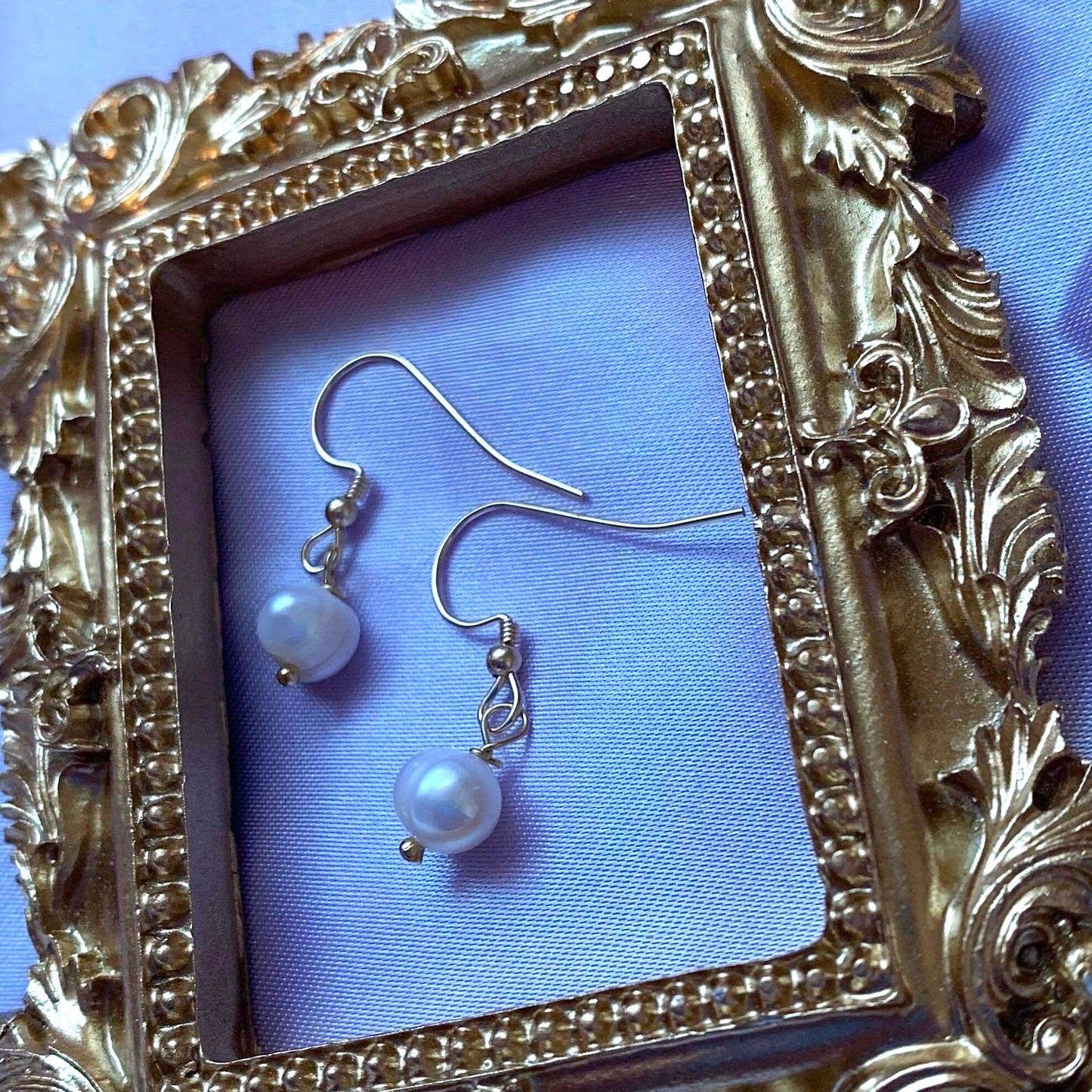 Minimalistic freshwater pearl dangle 14k gold filled or sterling silver earrings