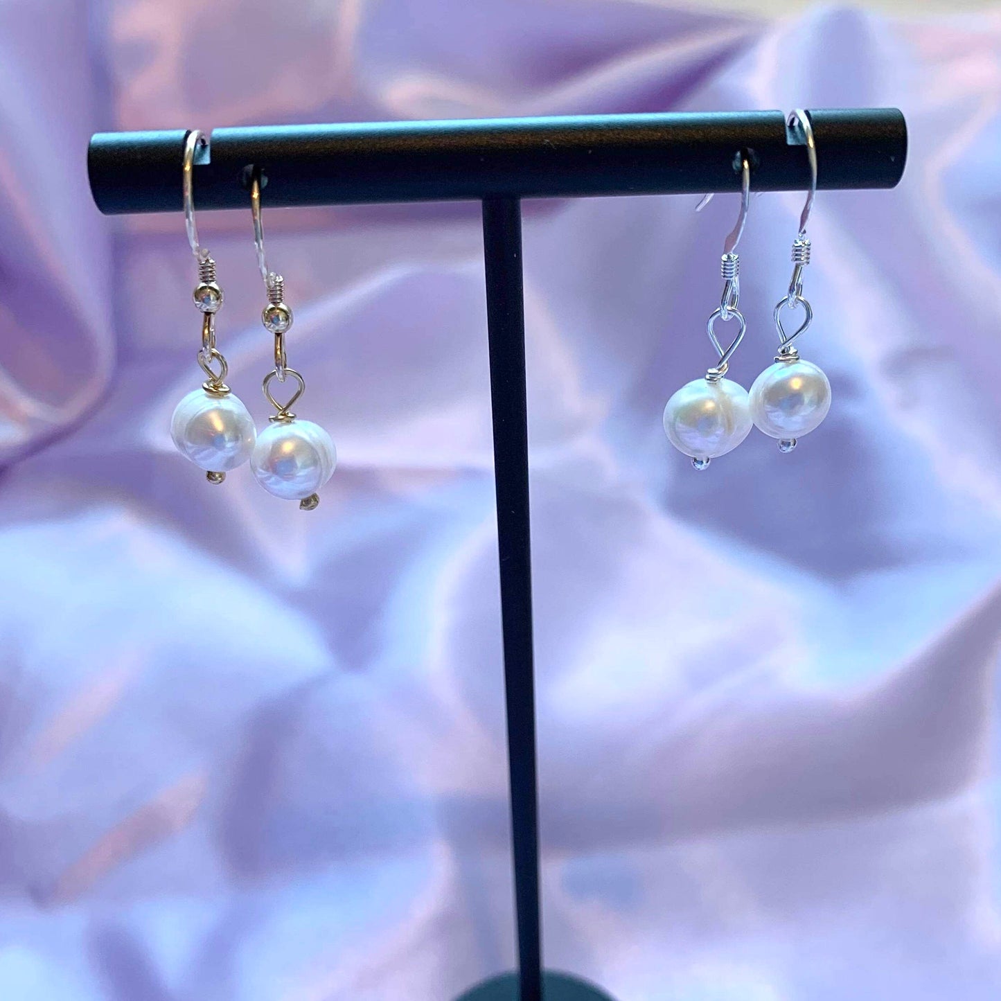 Minimalistic freshwater pearl dangle 14k gold filled or sterling silver earrings