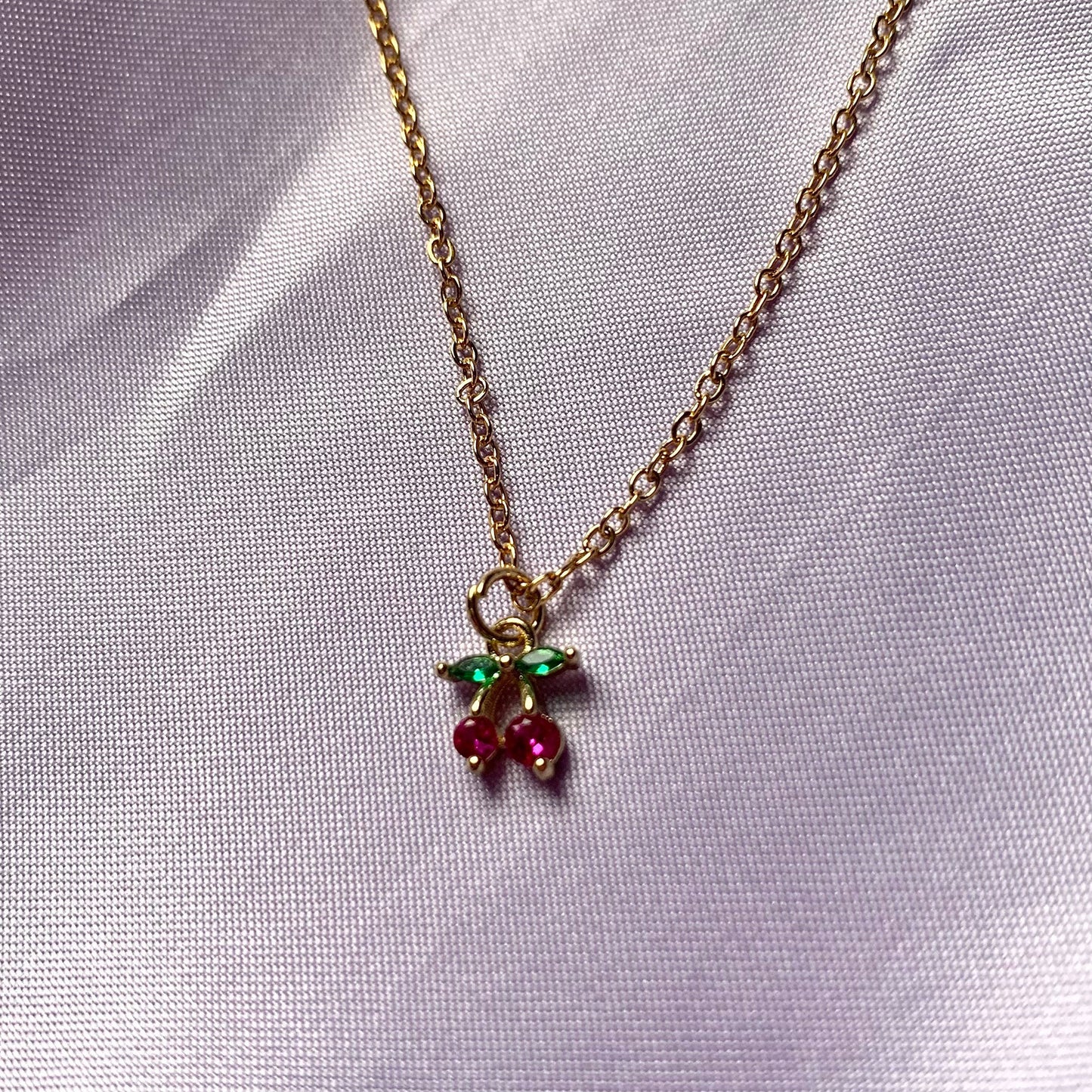 Gold plated fruit 16 inch Cherry or grape necklace