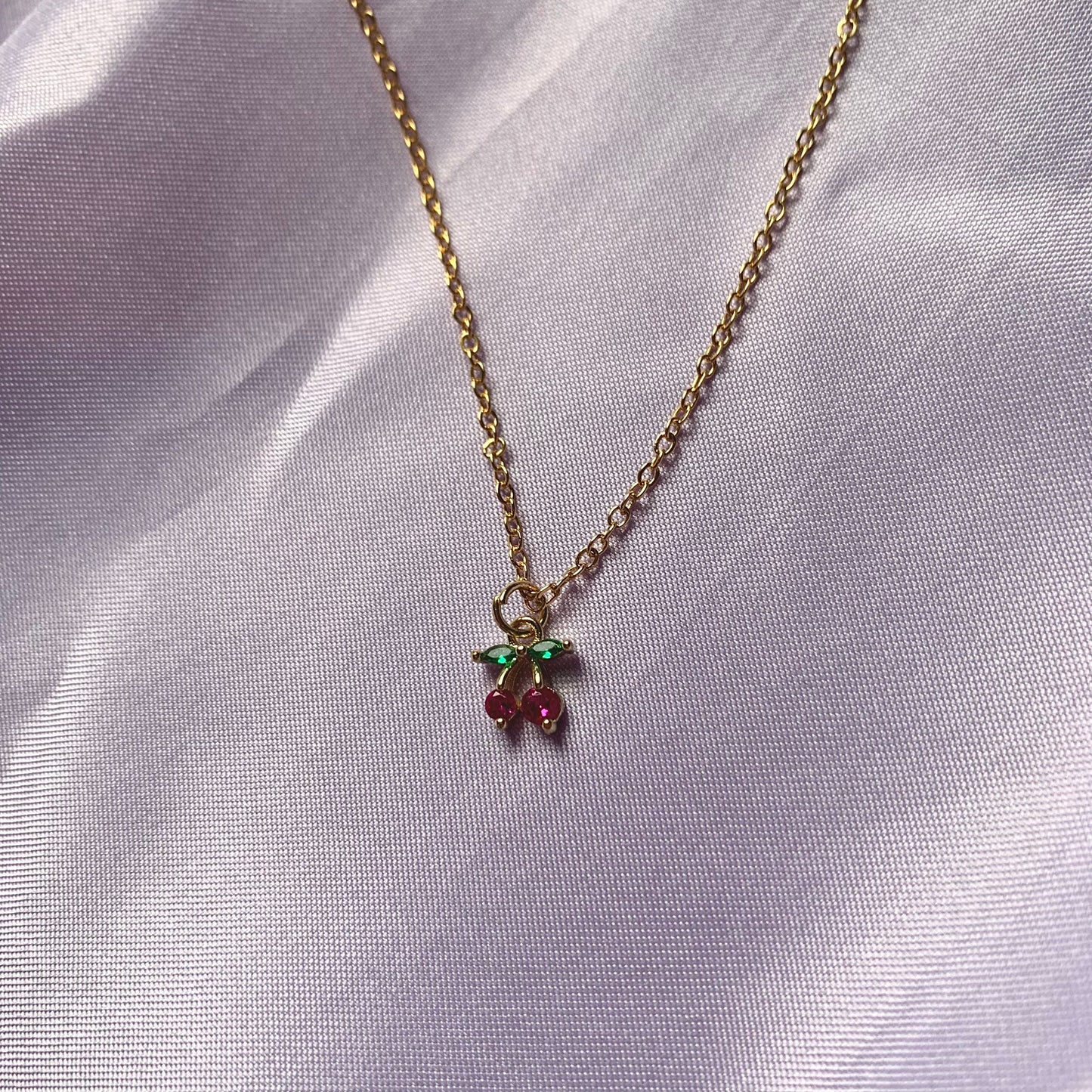 Gold plated fruit 16 inch Cherry or grape necklace