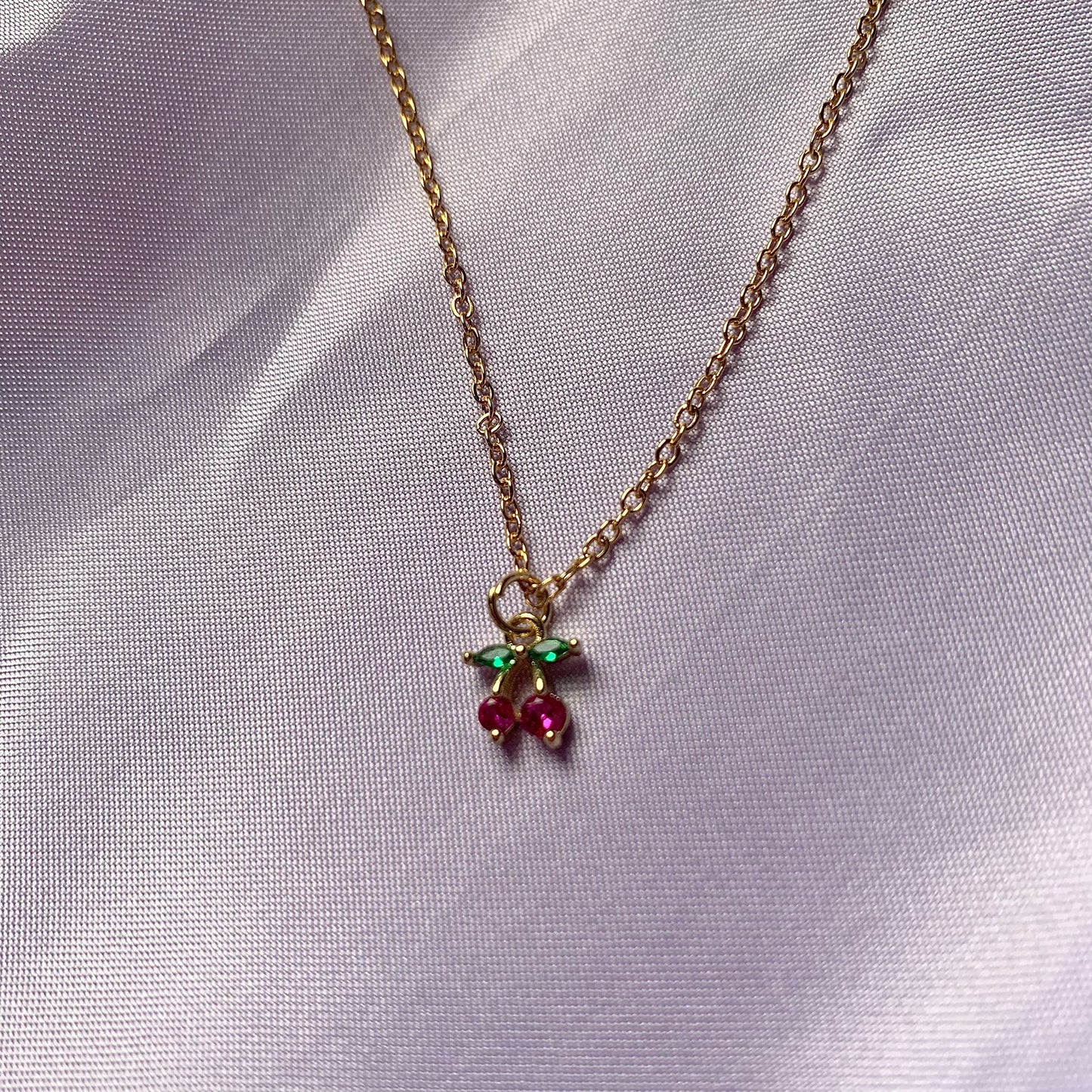 Gold plated fruit 16 inch Cherry or grape necklace