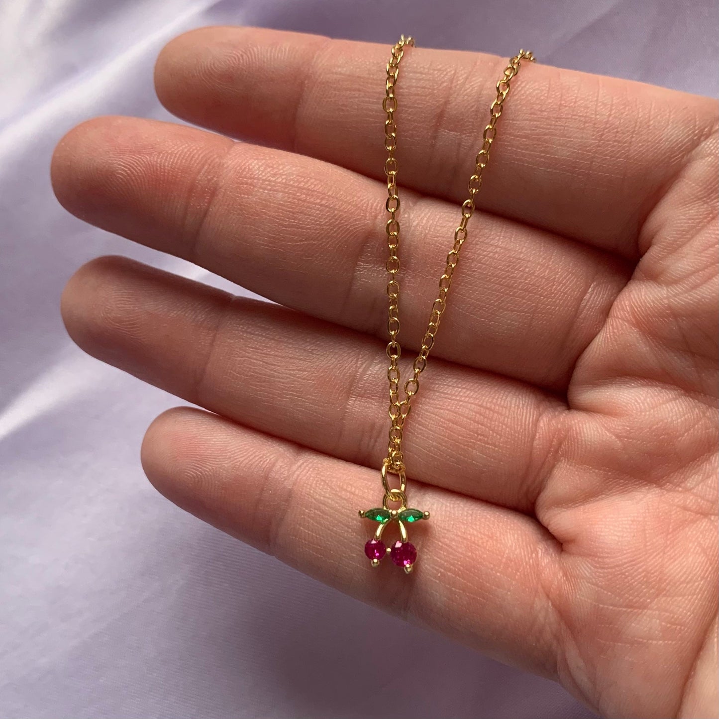 Gold plated fruit 16 inch Cherry or grape necklace