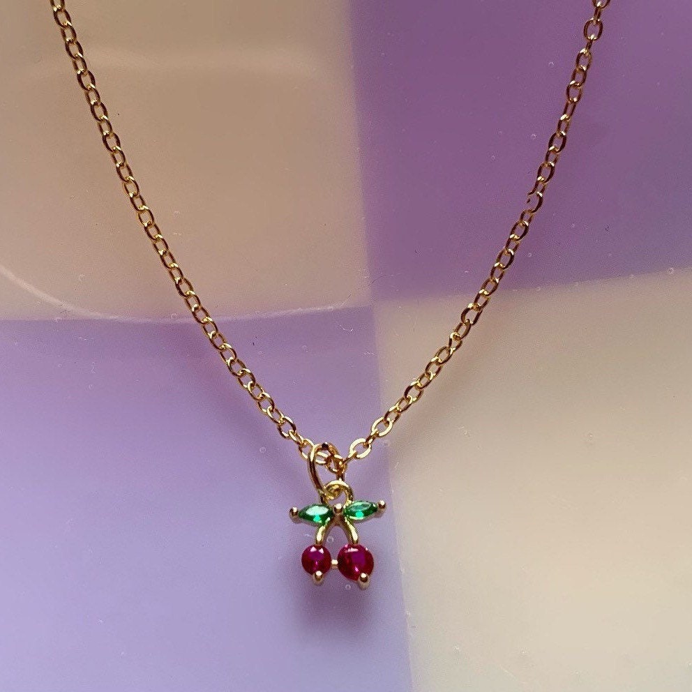 Gold plated fruit 16 inch Cherry or grape necklace