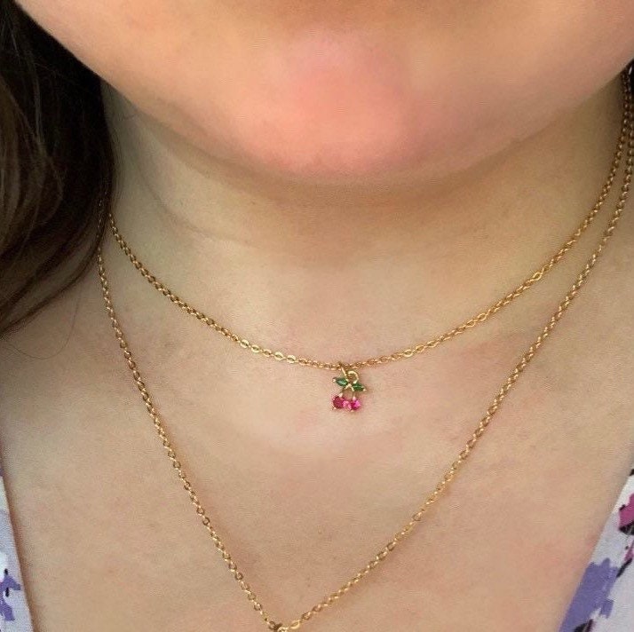 Gold plated fruit 16 inch Cherry or grape necklace