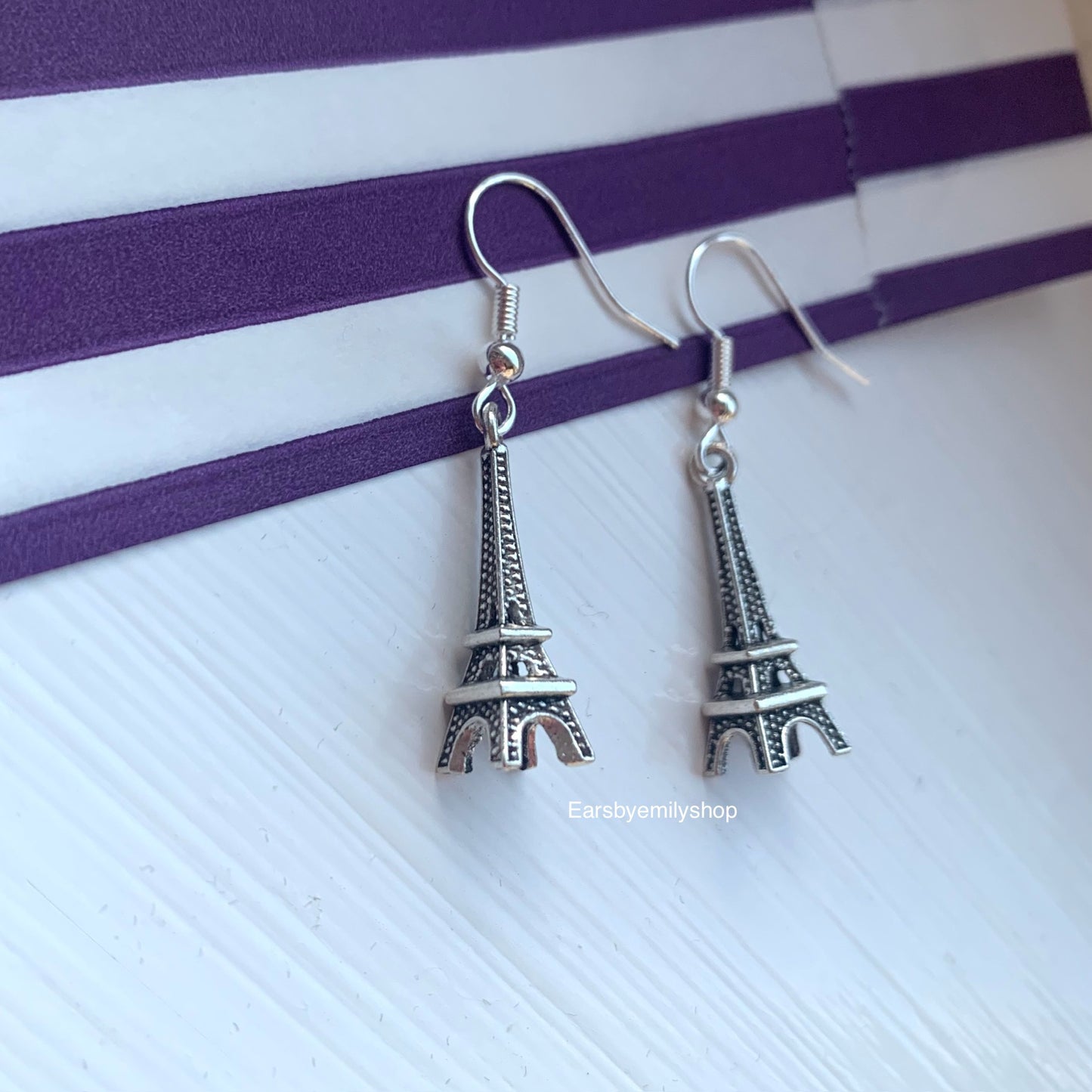 Silver Eiffel Tower earrings