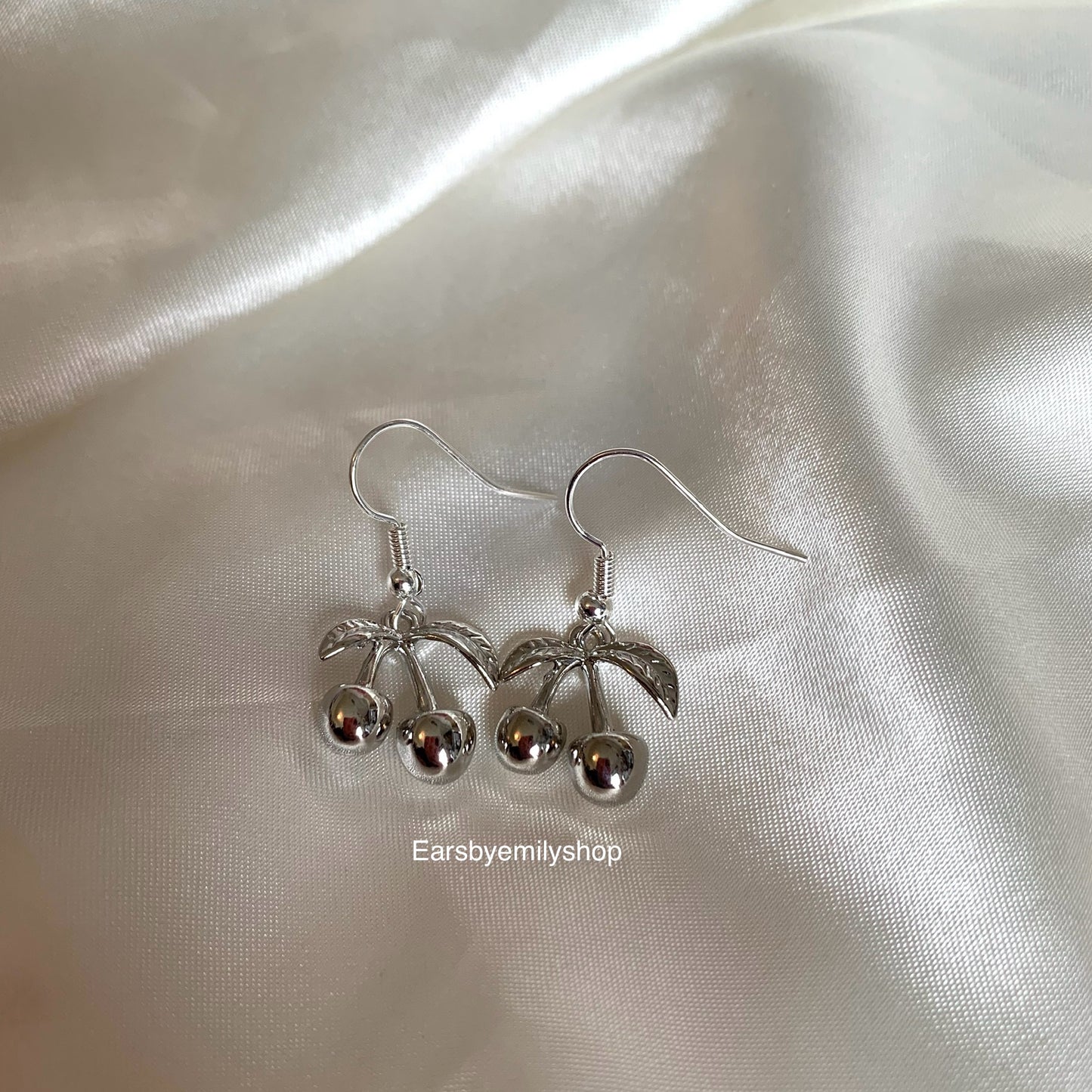 Gold or silver minimalistic cherry dangle earrings