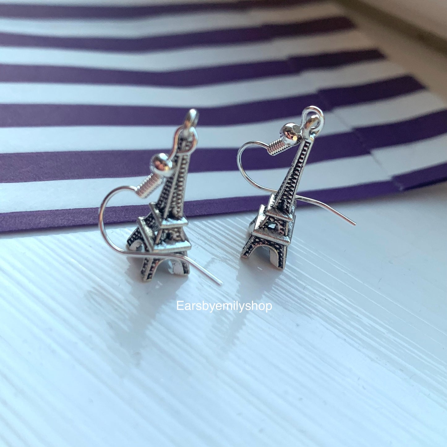 Silver Eiffel Tower earrings