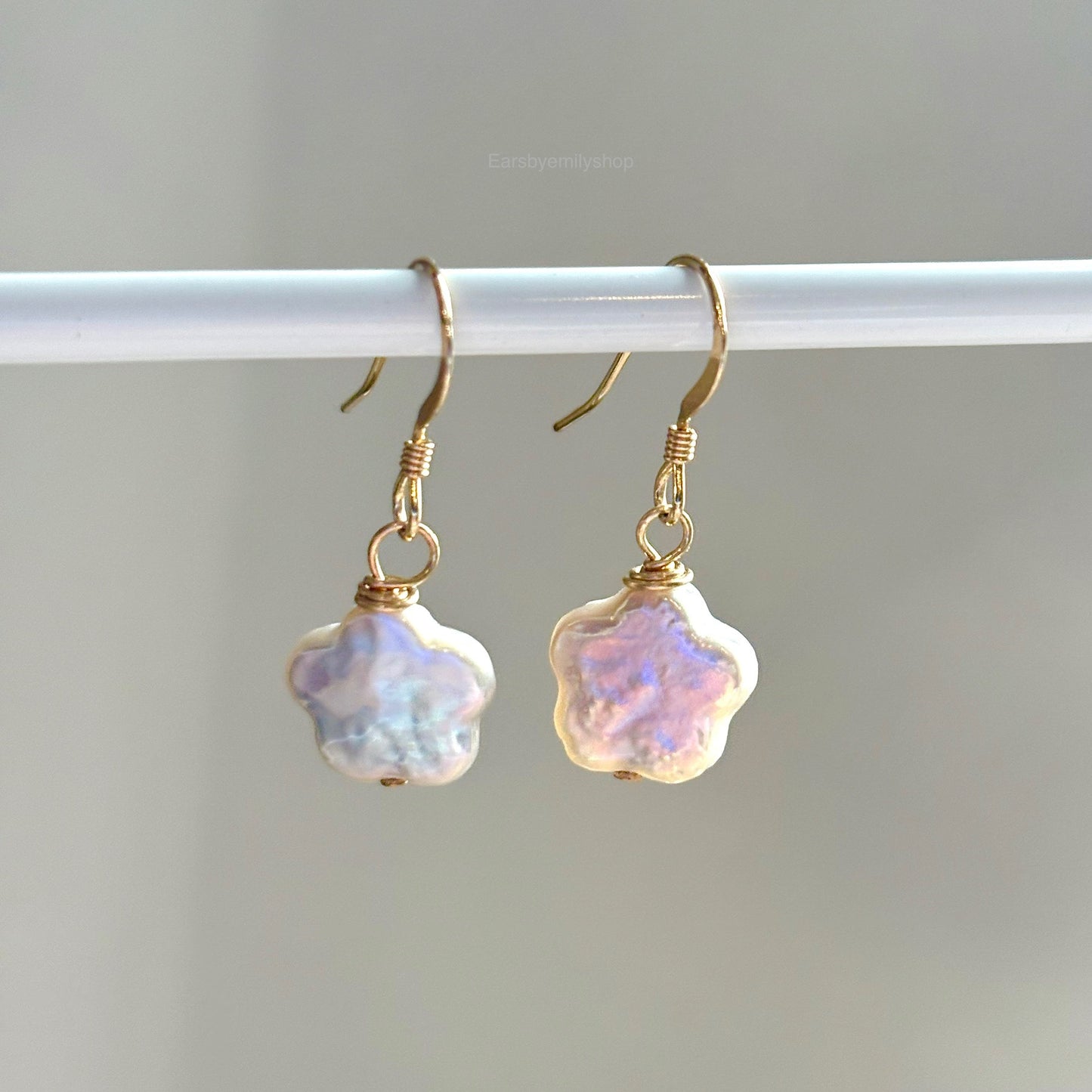 sterling silver or gold filled flower shaped fresh water pearl earrings