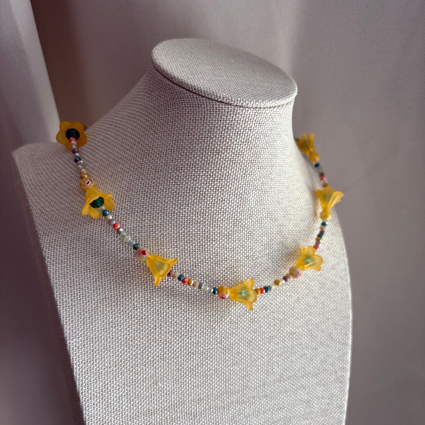 Handmade beaded orange flower chocker necklace