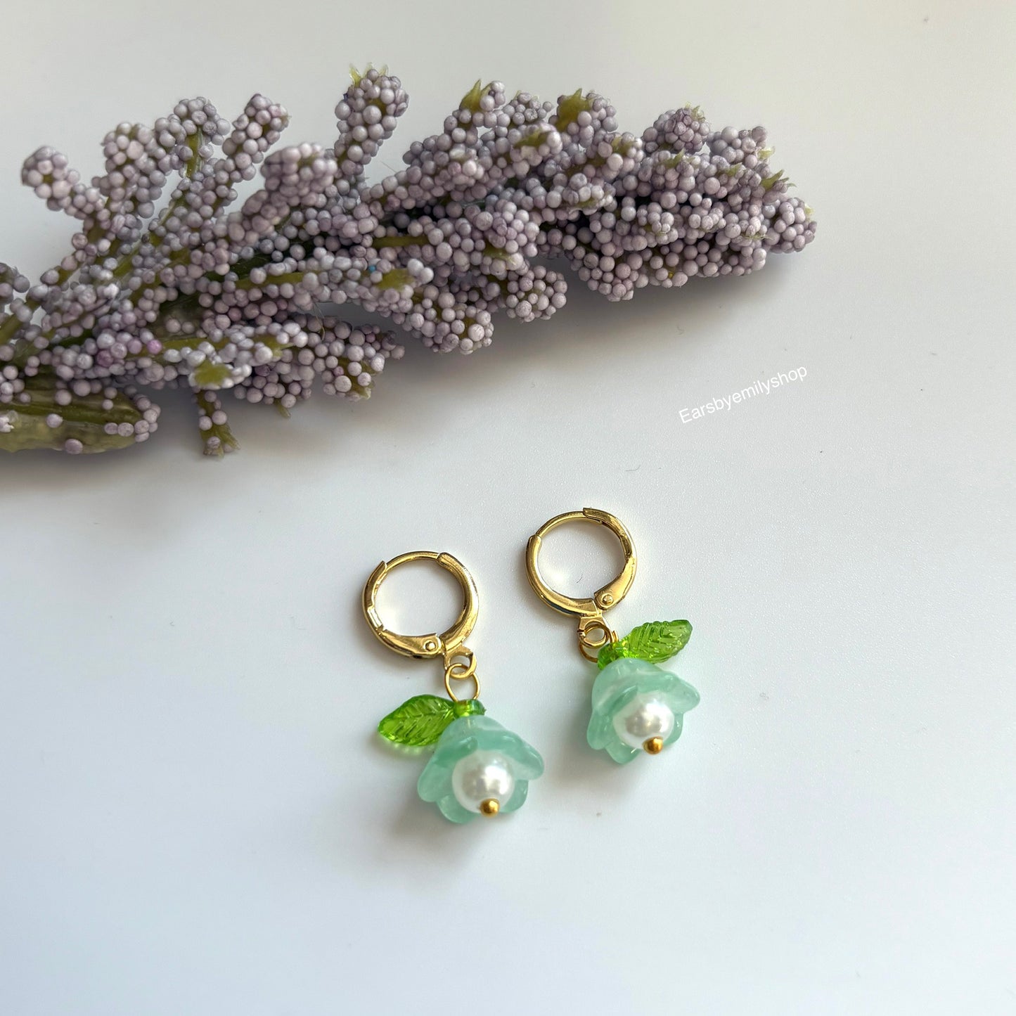Cool colourful flower dangle gold plated huggie hoop earrings