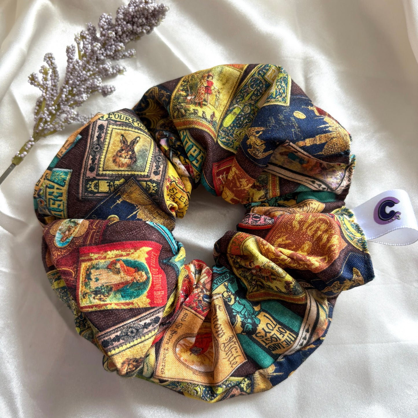 Big handmade vintage style book scrunchie