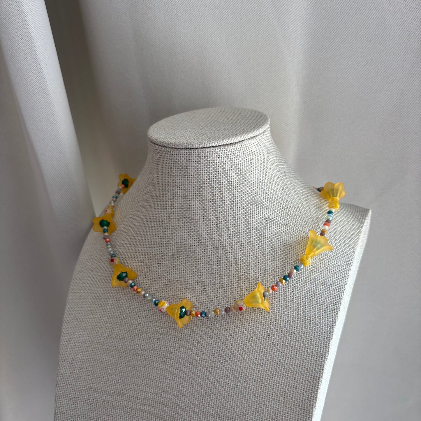 Handmade beaded orange flower chocker necklace