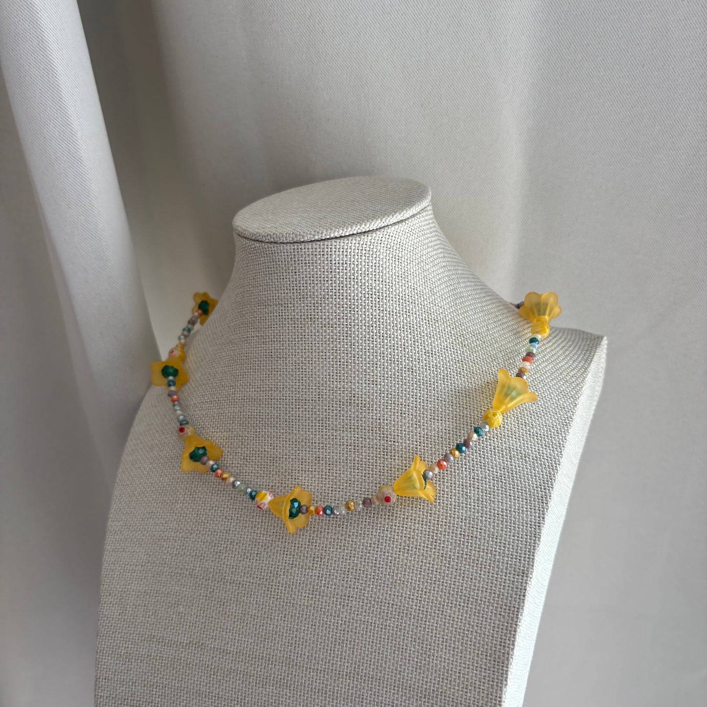 Handmade beaded orange flower chocker necklace