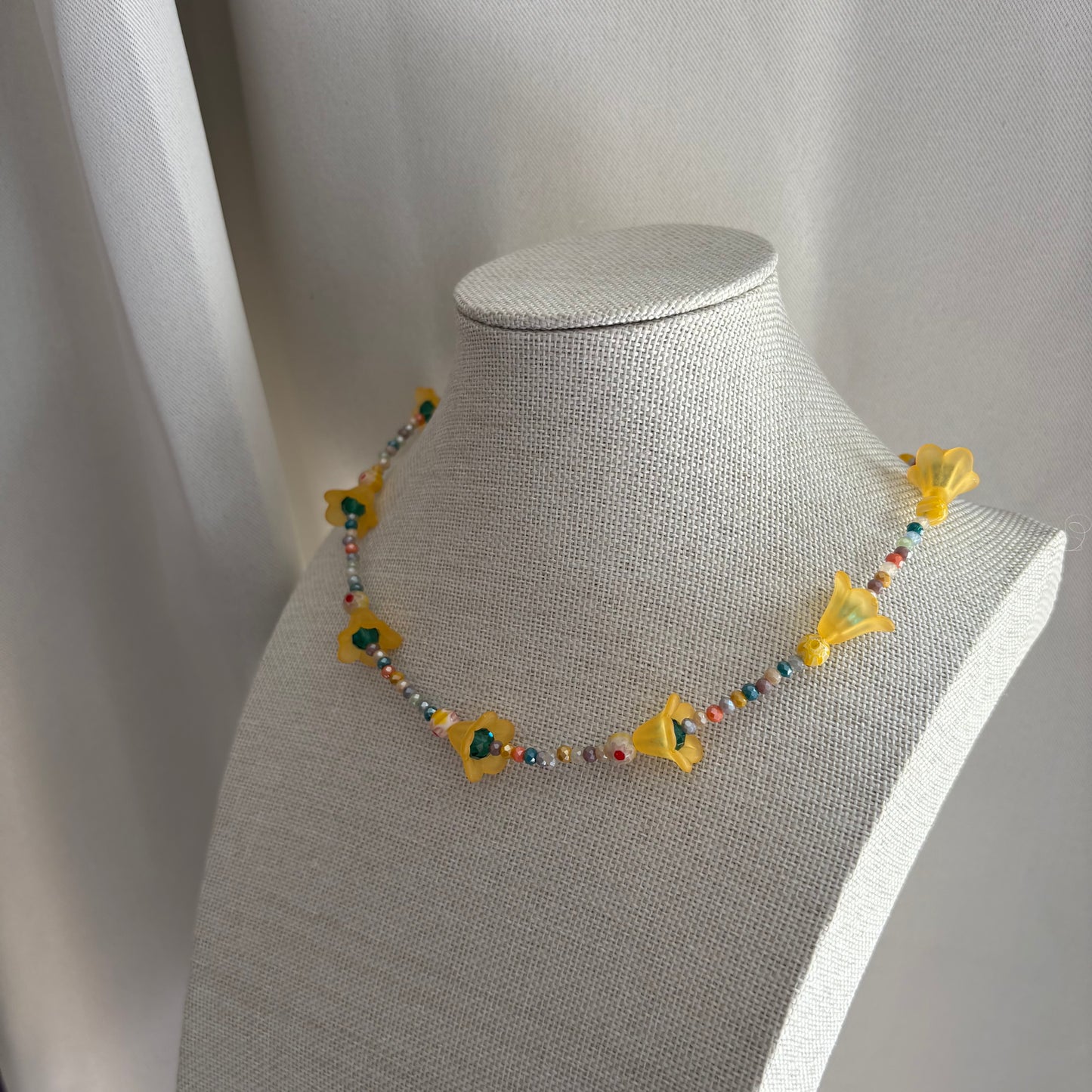 Handmade beaded orange flower chocker necklace