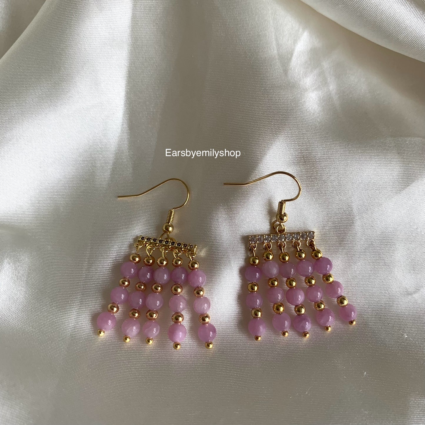 Cool statement pink and diamanté bead dangle gold plated earrings