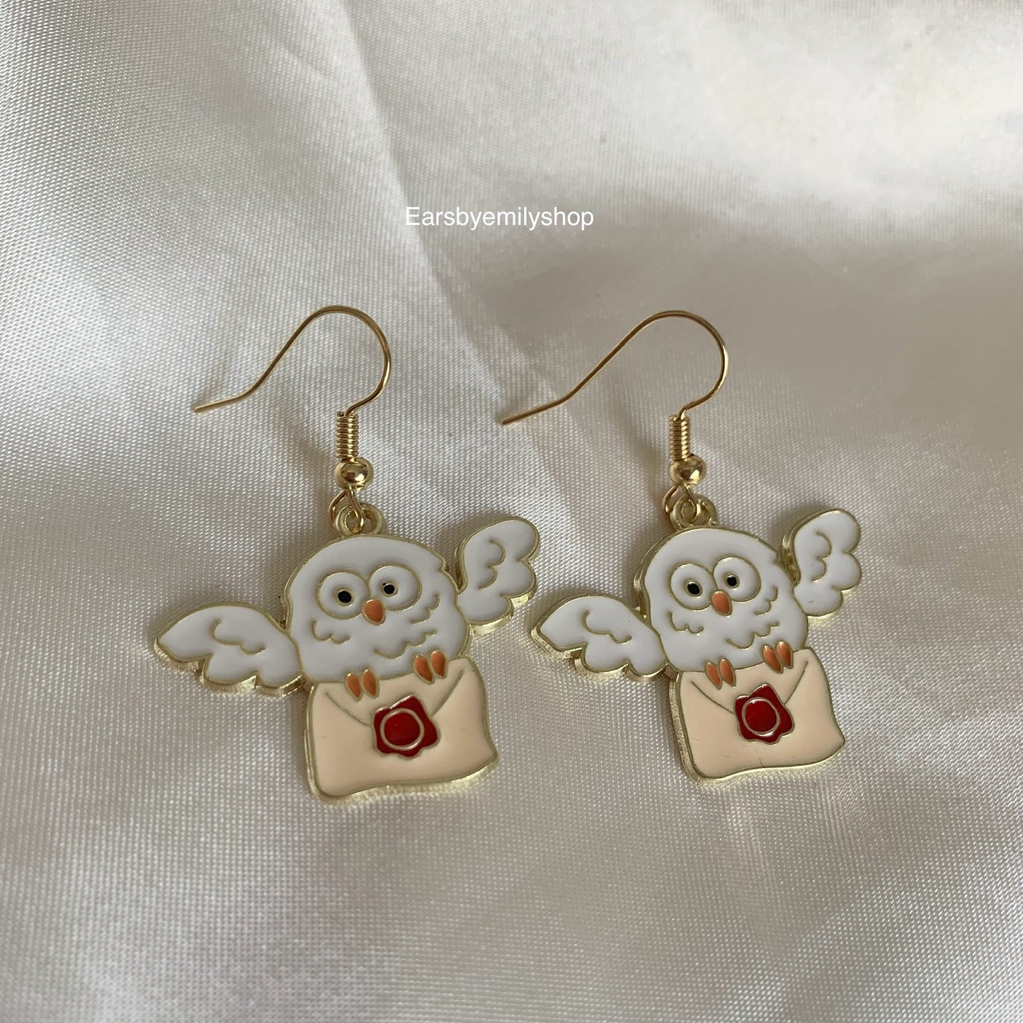 Owl dangle gold earrings