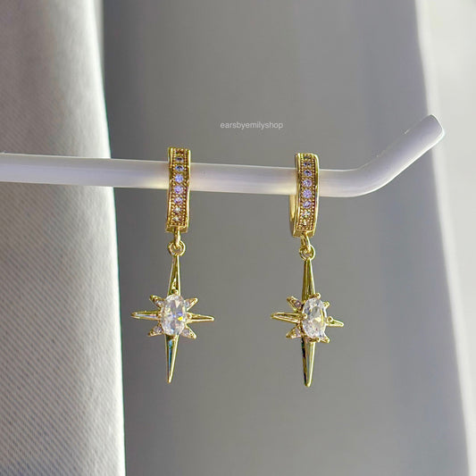 Gold plated North Star huggie hoops