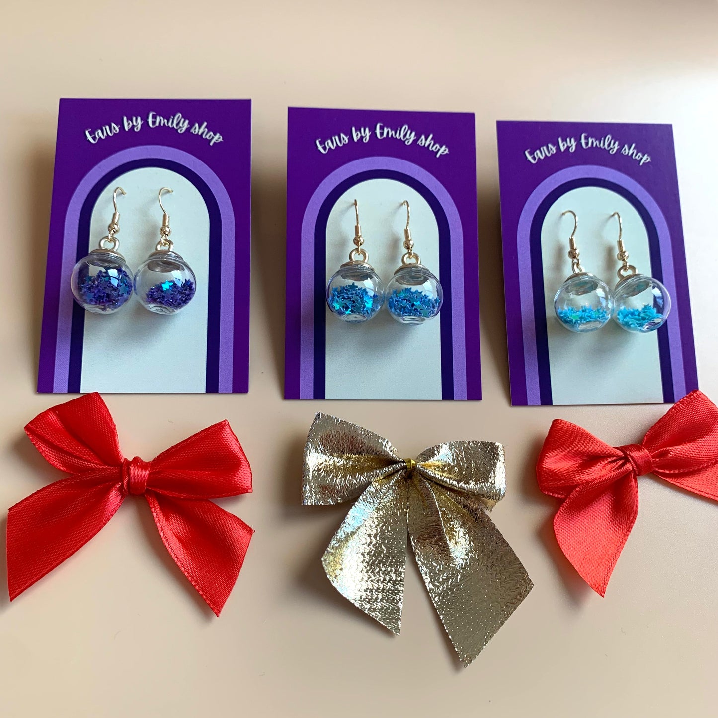 Mystery Christmas bauble dangle earrings