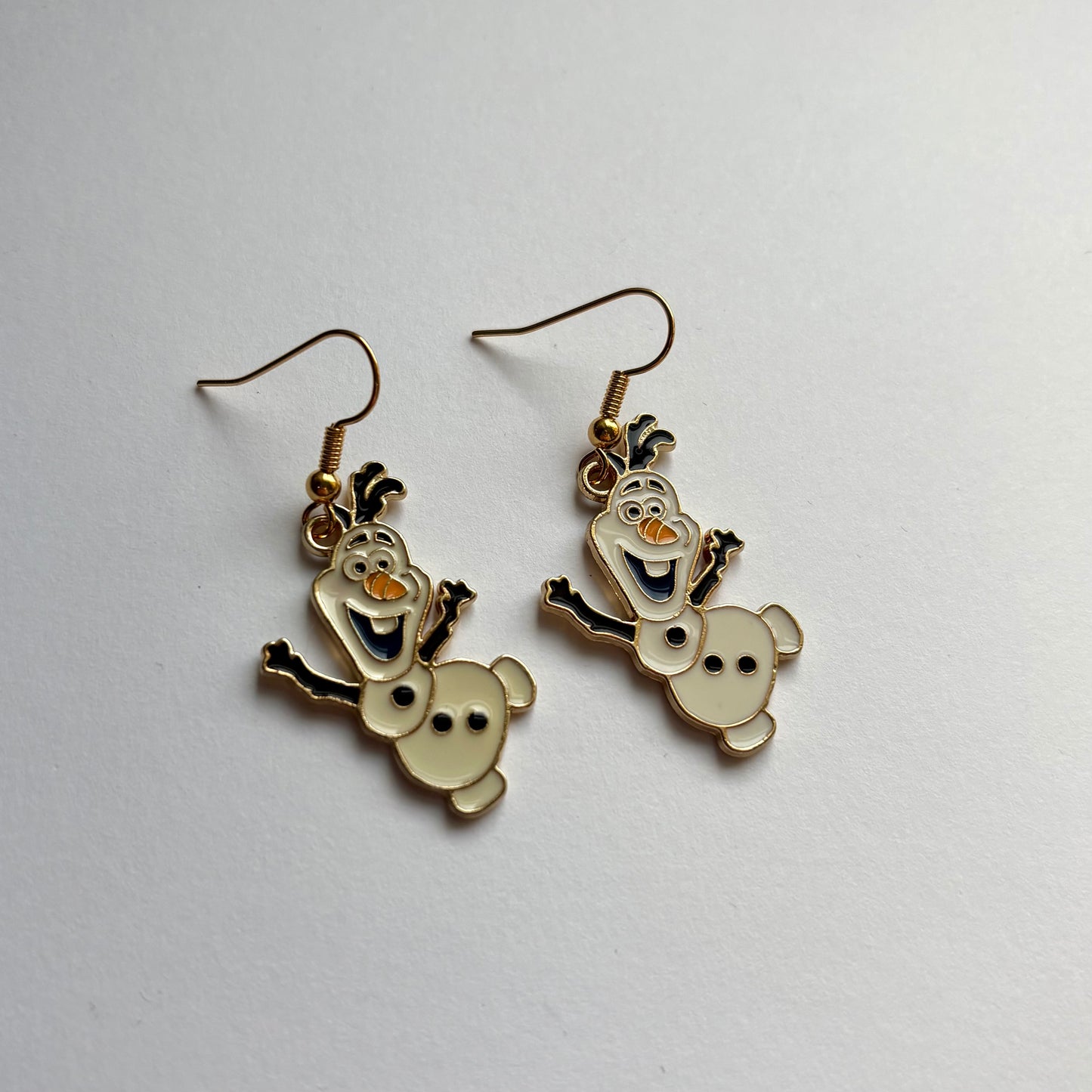 Cute cartoon snowman Christmas dangle earrings gold