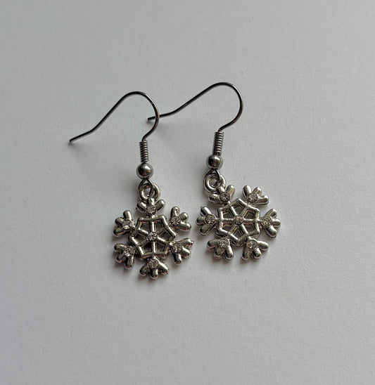 Silver snowflake  Christmas earrings
