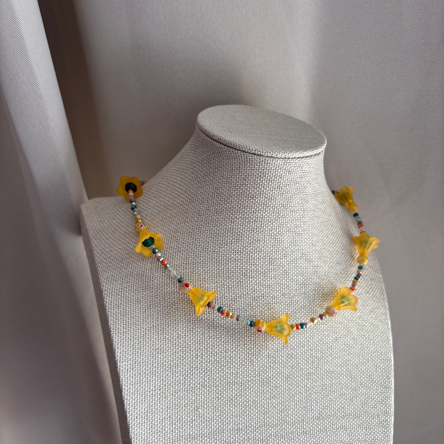 Handmade beaded orange flower chocker necklace