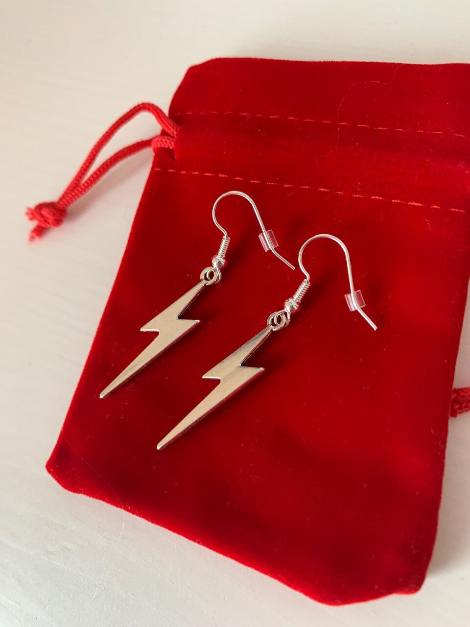 Silver plated lightning bolt earrings