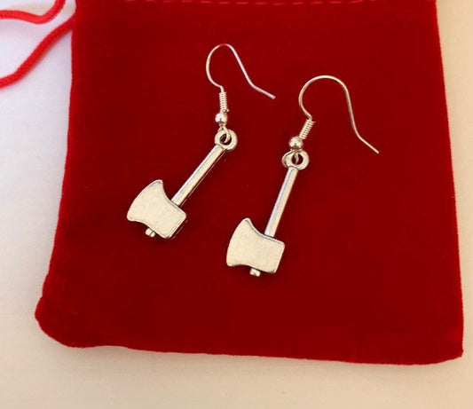 Silver axe earrings