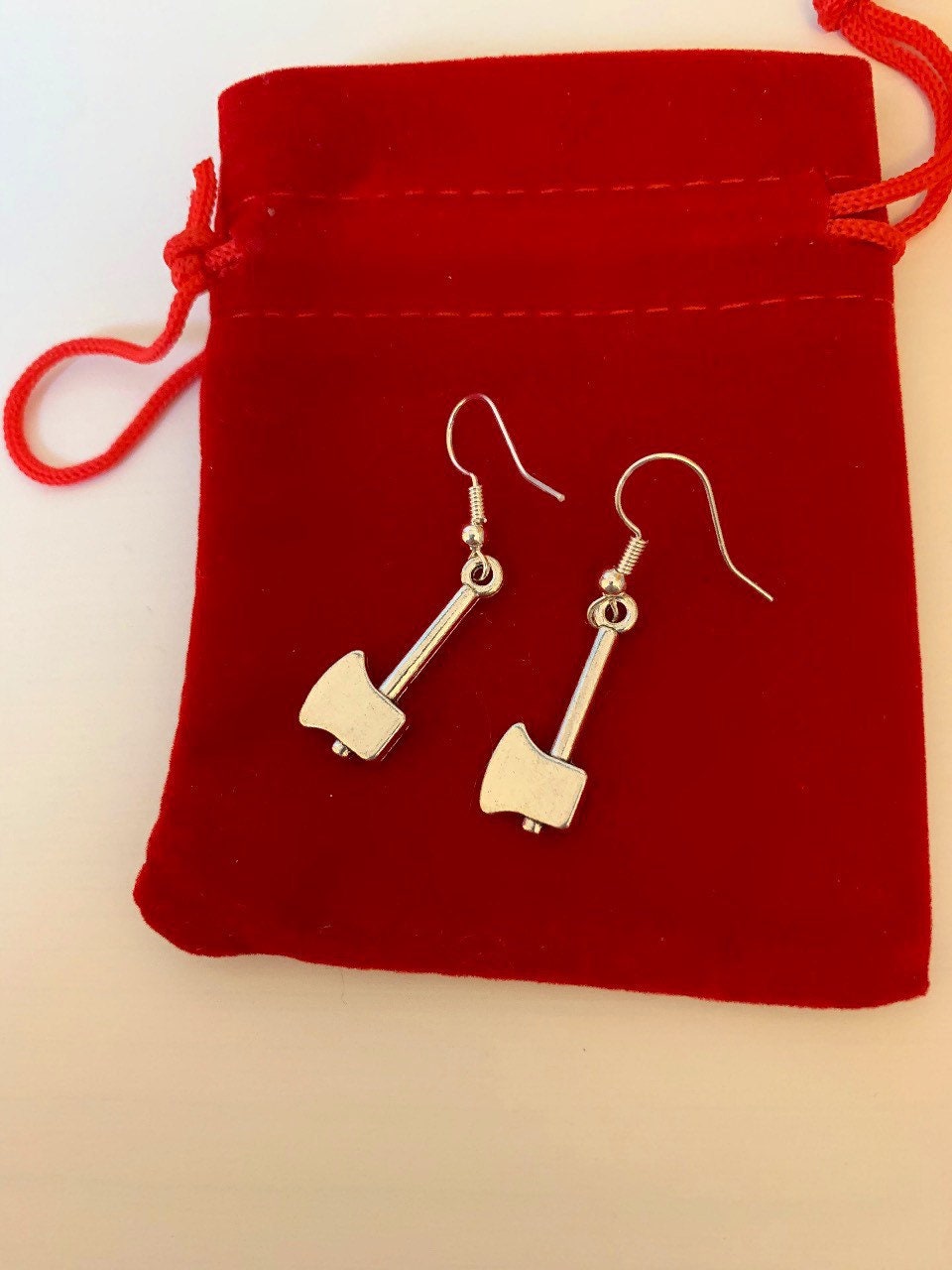 Silver axe earrings