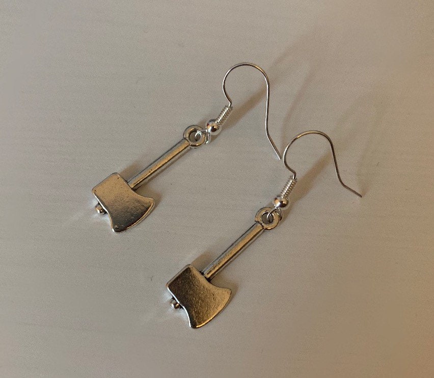 Silver axe earrings