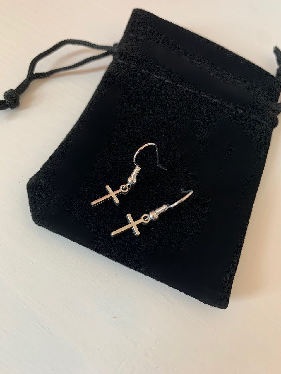 Silver little cross earrings