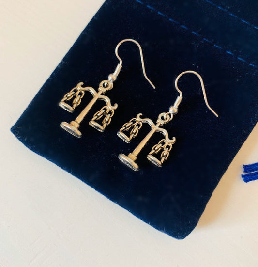 Silver judicial law scale/ Libra symbol earrings