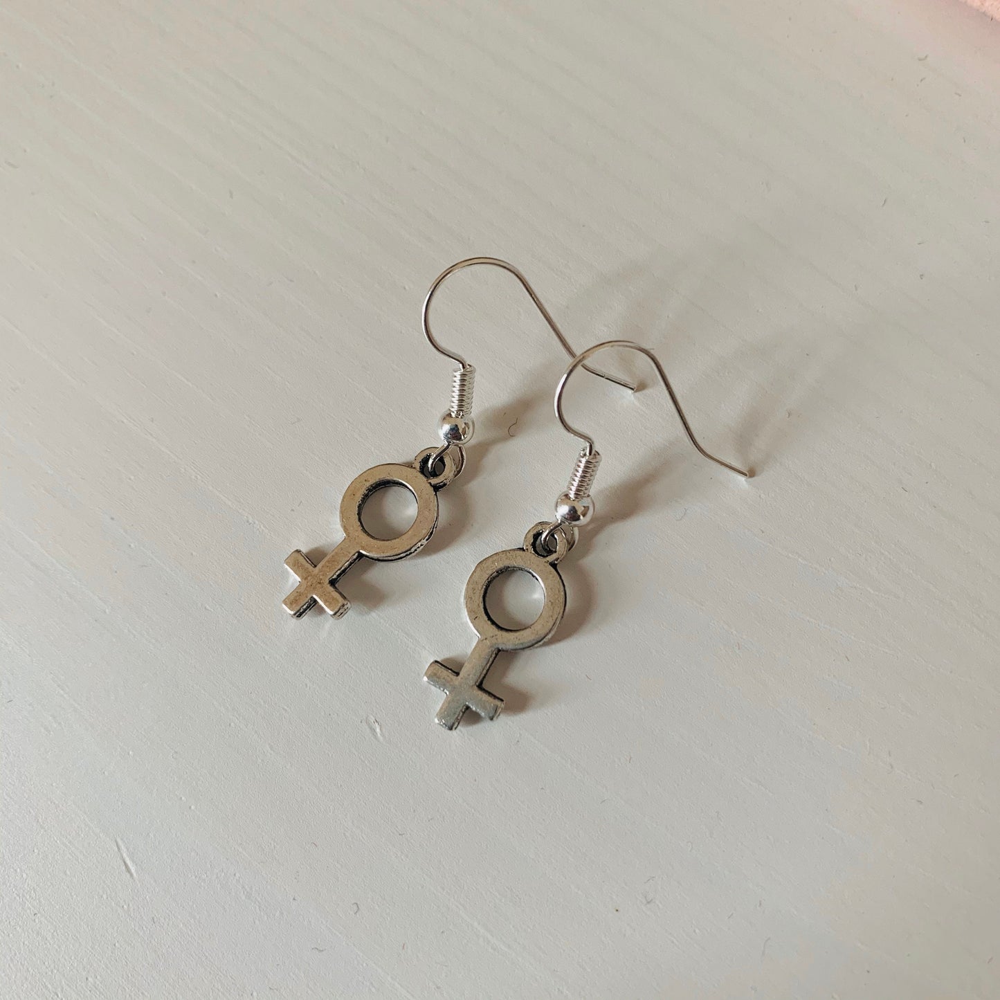 Silver plated gender sex symbol earrings