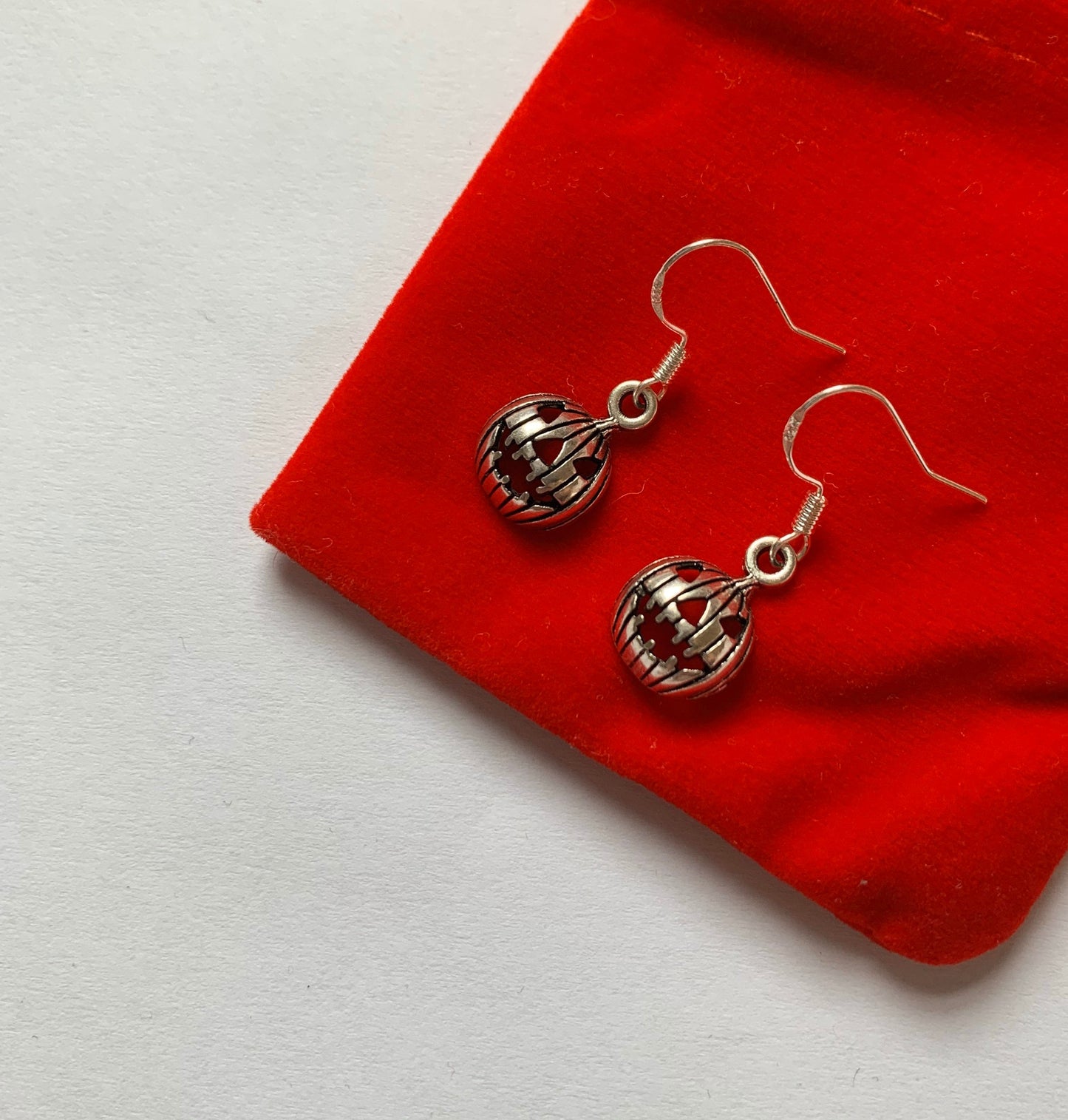 Silver pumpkin Halloween earrings