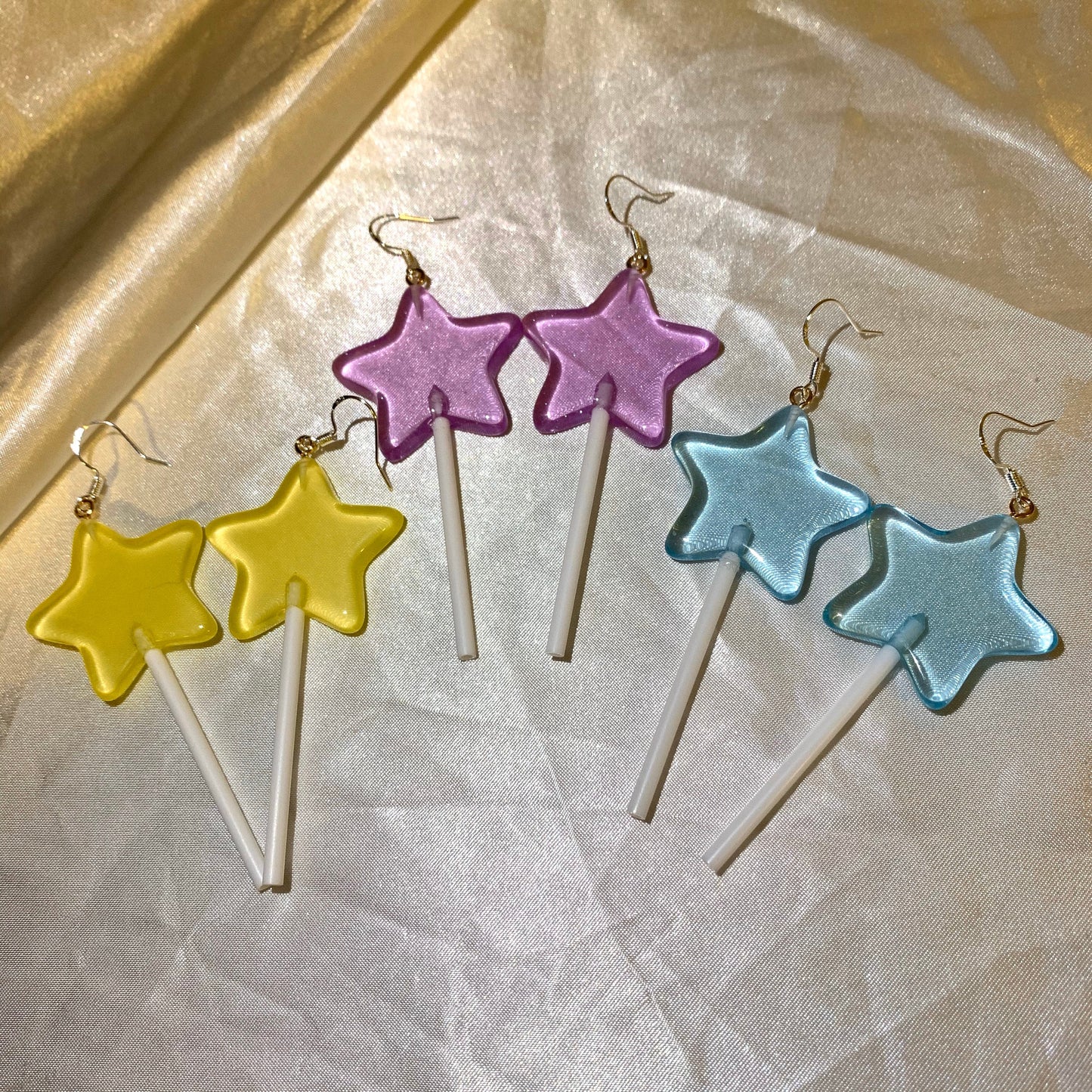 Colourful large Star Wand lollipop earrings